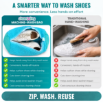 CleanXing Shoe Washing Machine Bag for Sneakers, Reusable Laundry Shoe Bag for Washer & Dryer, Shoe Cleaning Bag with Protective Zipper, 360° Deep Clean for Shoes, Blue Color - Image 6