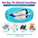 CleanXing Shoe Washing Machine Bag for Sneakers, Reusable Laundry Shoe Bag for Washer & Dryer, Shoe Cleaning Bag with Protective Zipper, 360° Deep Clean for Shoes, Blue Color - Image 2