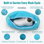 CleanXing Shoe Washing Machine Bag for Sneakers, Reusable Laundry Shoe Bag for Washer & Dryer, Shoe Cleaning Bag with Protective Zipper, 360° Deep Clean for Shoes, Blue Color - Image 5