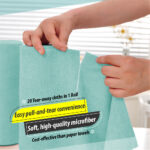 Lint-Free Microfiber Cloth Roll: 20pcs Reusable 25x25 cm, Bright Sea Green - Image 2