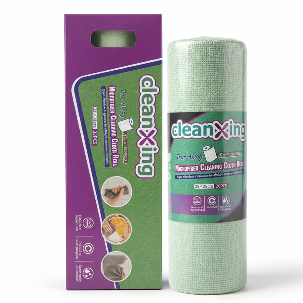 light-tea-green-1 Multi-purpose Microfiber Cleaning Cloth Roll: 20pcs 25x25 cm, Light Tea Green - Image 1