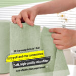 Multi-purpose Microfiber Cleaning Cloth Roll: 20pcs 25x25 cm, Light Tea Green - Image 2