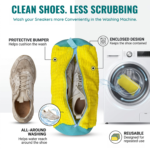 CleanXing Shoe Washing Machine Bag for Sneakers, Reusable Laundry Shoe Bag for Washer & Dryer, Shoe Cleaning Bag with Protective Zipper, 360° Deep Clean for Shoes, Yellow Color - Image 5