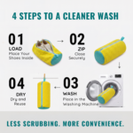 CleanXing Shoe Washing Machine Bag for Sneakers, Reusable Laundry Shoe Bag for Washer & Dryer, Shoe Cleaning Bag with Protective Zipper, 360° Deep Clean for Shoes, Yellow Color - Image 6